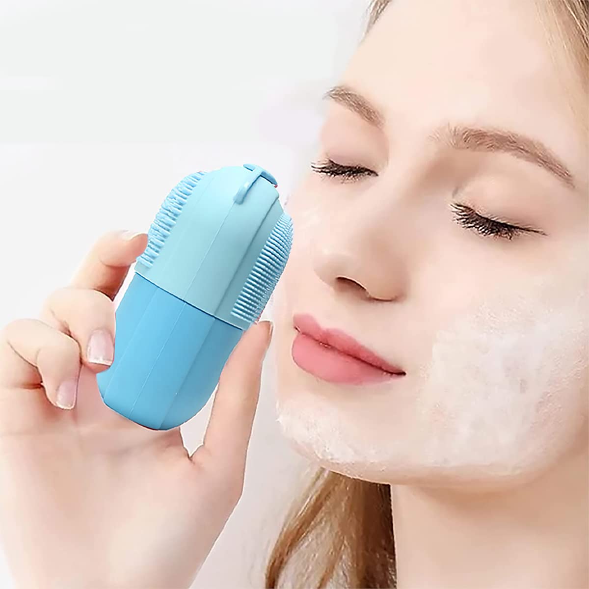 MAYCREATE Ice Face Roller Ice Cube Mold With Cleansing Brush, Anti-Leak Silicone Ice Roller for Face Massage, Beauty Ice Facial Roller for Eliminate Edema, Tighten Skin, Women Skincare Gift (Blue) MAYCREATE Ice Face Roller Ice Cube Mold With Cleansing Brush, Anti-Leak Silicone Ice Roller for Face Massage, Beauty Ice Facial Roller for Eliminate Edema, Tighten Skin, Women Skincare Gift (Blue)